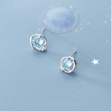 Ruifan милые синие хрустальные круглые серьги из стерлингового серебра 925 пробы для женщин девочек модные милые маленькие серьги-гвоздики ювелирные изделия YEA360 2024 - купить недорого