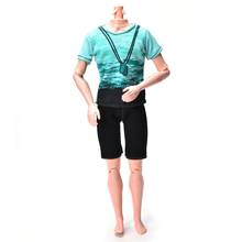 2 шт./компл., повседневная зеленая футболка, костюм, черные короткие штаны для куклы s Ken, летняя одежда ручной работы для куклы Ken, высокое качество 2024 - купить недорого