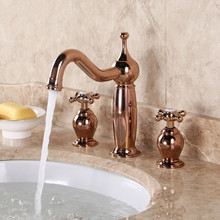 Grifo de lavabo de baño de 3 agujeros de 8 pulgadas de oro rosa, grifo mezclador, grifo de lavabo montado en cubierta nuevo 2024 - compra barato