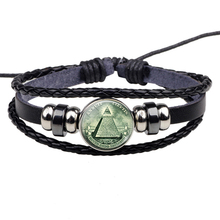 Fashion Vintage Charm Pyramid All Seeing Eye Black Woven Jewelry Leather Bracelet Eye of Providence Bangle Egyptian Men Women 2024 - buy cheap