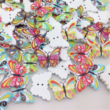50pcs 2Holes Mix Color Wood Button Butterfly DIY Craft Scrapbook Sewing Appliques WB21 2024 - buy cheap