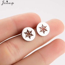 Jisensp Trendy Lovely Snowflake Stud Earrings for Women Round Unique Exquisite Snow flower Stud Ears Jewelry Gift oorbellen 2024 - buy cheap