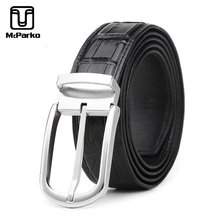 McParko Genuine Crocodile Leather Belt Men Luxury Alligator Waist Belt Strap Businessman Suit Pants Belts Stainless Steel Buckle 2024 - buy cheap