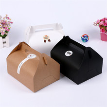 100Pcs/Lot 20*15*8cm Large Kraft Paper Cake Box With Handle Portable Ecofriendly Kraft Box Kraft Paper Cake Food Packing Box 2024 - buy cheap
