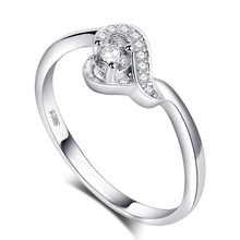 Лидер продаж серебряное кольцо простое любовное сердечко Кристал для свадьбы, помолвки хвост кольца для подарка Для женщин кольца для вечеринок ювелирные изделия 2024 - купить недорого