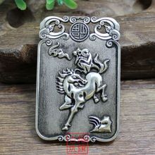 Elaborada colección china de plata tibetana mono caballo águila colgante auspicioso placa 2024 - compra barato