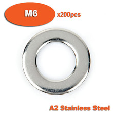 200 piezas DIN125 M6 A2 plana de acero inoxidable lavadora arandelas 2024 - compra barato