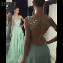 Elegant Light Green Evening Dresses With Beading Long A-Line Sleeveless Hollow Back Chiffon Evening Dress Custom Made 2024 - buy cheap