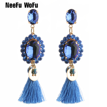 NeeFu WoFu Drop Resin Earring Crystal Earring Tassel Big Earring Dangle Copper Large Long Brinco Printing Ear Oorbellen 2018 2024 - buy cheap