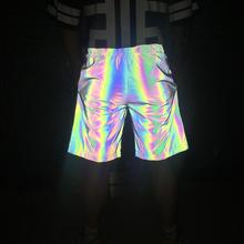 Men Summer Colorful Reflective Shorts Night Reflect Light Short Pants Man Casual Street Hip Hop Dance Shorts 2024 - buy cheap