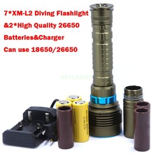 14000LM 70W 7* XM-L2 LED Diving Flashlight Torch 200M Underwater Waterproof LED Flash Light Lantern+ 3*26650 Batteries+ Charger 2024 - buy cheap