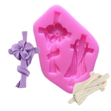 Cross Modeling With Flower Silicone Fondant Mold 3D Cake Decoration Mould For Chocolate Baking Tool F0734 2024 - buy cheap