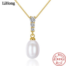 Genuine 925 Sterling Silver Necklace 8-9mm Freshwater Pearl Pendant Necklace Women's Fine Jewelry 2024 - buy cheap