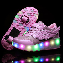 Two Wheels Luminous Sneakers USB Charging Led Light Roller Skate Shoes for Children Kids Shoes Boys Girls Shoes Light Up 2020 2024 - buy cheap