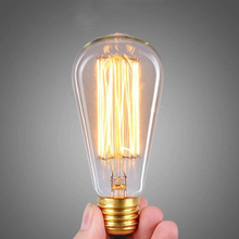 Винтажные лампочки Эдисона E27, прямые лампы накаливания ST64, лампа накаливания с белкой-клеткой, углеродная лампа ретро Эдисона для подвесной лампы 2024 - купить недорого