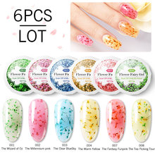 Modelones 6Pcs/Lot Dried Flowers Led Gel Nail Polish Soak Off Glitter Led Hybrid Gel Nail Varnish Semi Permanent Polish Set 2024 - buy cheap