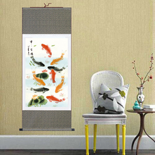 Pinturas modernas para parede, telas goldfish, modulares de seda chinesa, pintura suspensa, arte pintada, flores de lótus, imagem, decoração de casa 2024 - compre barato