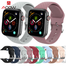 Силиконовый ремешок для часов iWatch Apple Watch 1, 2, 3, 4, 40, 44, 38, 42 мм, спортивный сменный браслет для мужчин и женщин 2024 - купить недорого