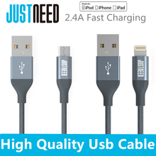 JUSTNEED MFi certified USB Cable Fast Charger Data Sync for iphone 5 ipad Compatible iOS 9 Samsung Galaxy S3 S4 2024 - buy cheap