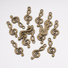 100pcs Tibetan Style Treble Clef Pendants Musical Note For DIY Jewelry Making Necklaces Supplies Bronze 26x10x2mm 2024 - buy cheap