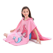 Детское пляжное полотенце, банный халат из микрофибры, пончо с капюшоном, многоцветная впитывающая быстросохнущая ткань, легко менять 2024 - купить недорого