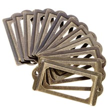 12Pcs/set Antique Brass Metal Label Pull Frame Furniture Handle File Name Card Holder For Furniture Cabinet Drawer Box Case Bin 2024 - buy cheap