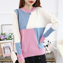 Women Hit Color Sweater Autumn Korean Long Sleeve O-Neck Knit Sweaters Women Casual Loose Pullover Fashion Fall Tops Pull Femme 2024 - buy cheap