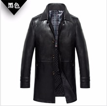 M-4xl 2021 inverno novas roupas masculinas negócios casual casaco de couro falso engrossar plutônio jaqueta de couro de meia-idade longo trincheira de couro 2024 - compre barato