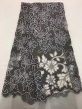 Tela de encaje nigeriano de terciopelo de Dubái, tul francés bordado, última tela de encaje africano para vestido de fiesta LCD961B 2024 - compra barato