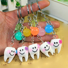 RE 100pcs/Lot Free Shipping Cartoon Teeth Keychain Dentist Decoration Key Chains Stainless Steel Tooth Model Shape Dental Clinic 2024 - buy cheap