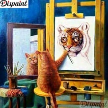 Dispaint Full Square/Round Drill 5D DIY Diamond Painting "Cat tiger" Embroidery Cross Stitch 3D Home Decor A11959 2024 - buy cheap