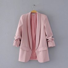 New Pink Shawl Collar Elegant Office Ladies Workwear Blazer Long Sleeve Regular Fit Minimalist 2021 Women Autumn Blazer 5 Colors 2024 - buy cheap
