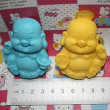 wholesale!!!1pcs Mini Small Smiling Buddha (P081) Silicone Handmade Fondant/Cake Decorating DIY Mold 2024 - buy cheap