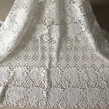5Yards 2018 High Quality African Lace Fabric White Embroidery Cord Lace Guipure Lace Fabrics For Women Nigerian Wedding Dress 2024 - buy cheap