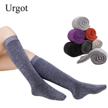 Urgot-calcetines altos de algodón para mujer, medias cálidas de terciopelo, de tubo largo hasta la rodilla, para otoño e invierno, 5 pares 2024 - compra barato