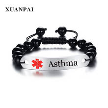 XUANPAI Asthma Disease Medical Alert ID Bracelet for Men Women Free Engraving Customize Info As Your Require Unisex Bracelets 2024 - buy cheap