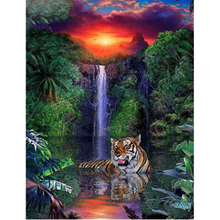 Алмазная живопись 5D «сделай сам», картина с животными, вышивка крестиком, тигр, пейзаж, полноразмерная/круглая, украшение для дома L867 2024 - купить недорого