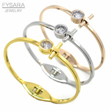 Rosé pulseiras e braceletes de aço inoxidável, redondas, cristal austríaco, várias cores, bracelete feminino, marca clássica 2024 - compre barato