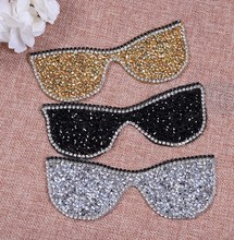 2Pcs Rhinestones Sunglasses Embroidered Patch Iron On Sewing Crystal Applique For Jeans Clothing Decorations 2024 - buy cheap