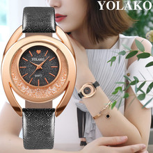 YOLAKO Женские повседневные кварцевые часы с кожаным ремешком Newv ремешок аналоговые наручные часы 2024 - купить недорого
