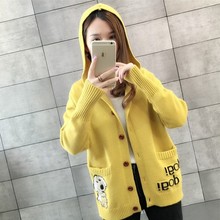 2018 Autumn Winter Cardigans Sweaters Fashion Hooded Long Sleeve Knitted Sweaters Tops Ladies Cute Sweaters Coats FP1349 2024 - buy cheap