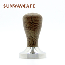 Empuñadura de madera para café de 51/58 MM Base plana de acero inoxidable sólido Espresso en polvo café martillo herramientas de café para barista 2024 - compra barato