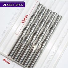 6mm*52mm,5pcs,Free shipping 2 Flutes End Mill,CNC machine milling Cutter,Solid carbide woodworking tool,PVC,MDF,Acrylic,wood 2024 - buy cheap