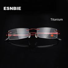 ESNBIE High-Grade Titanium Rimless Eyeglass Frames For Men Ultra-Light Square Myopia Business Frameless Glasses Women 2024 - buy cheap