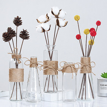 Креативные скандинавские стеклянные вазы, прозрачная водная гидропоника, Цветочная веревка, ваза для сухих цветов «сделай сам», искусственная Цветочная бутылка, украшение для домашнего стола 2024 - купить недорого