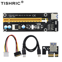 TISHRIC 10pcs Black 60cm PCI-E extender PCI Express Riser Card 1x to 16x USB 3.0 SATA to 4Pin Molex Power for BTC Miner Machine 2024 - buy cheap