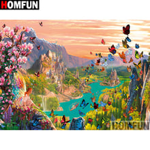 HOMFUN Full Square/Round Drill 5D DIY Diamond Painting "Butterfly landscape" Embroidery Cross Stitch 5D Home  A08256 2024 - buy cheap