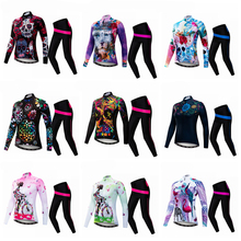 Cycling Jersey Set Women Autumn Long Sleeves Cycling Jerseys Ropa Maillot Ciclismo Bicycle MTB Riding Skirt Pants Gel Pad Skull 2024 - buy cheap