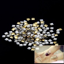 2mm Gold/Silver Square Flatback Glue Backing Alloy Nails Art Decoration Metal Nail Tips Metallic Studs Stickers DIY Supplies 2024 - buy cheap