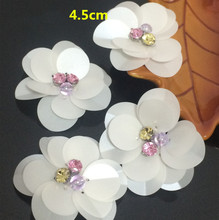 10Pcs White Rhinestone Flower Beaded Patch Clothing Sewing on Patch Beading Applique Clothes Decoration Patch DIY Accessories 2024 - buy cheap